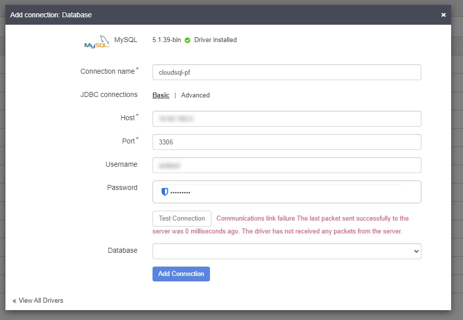 Cloud SQL failure from Data Fusion