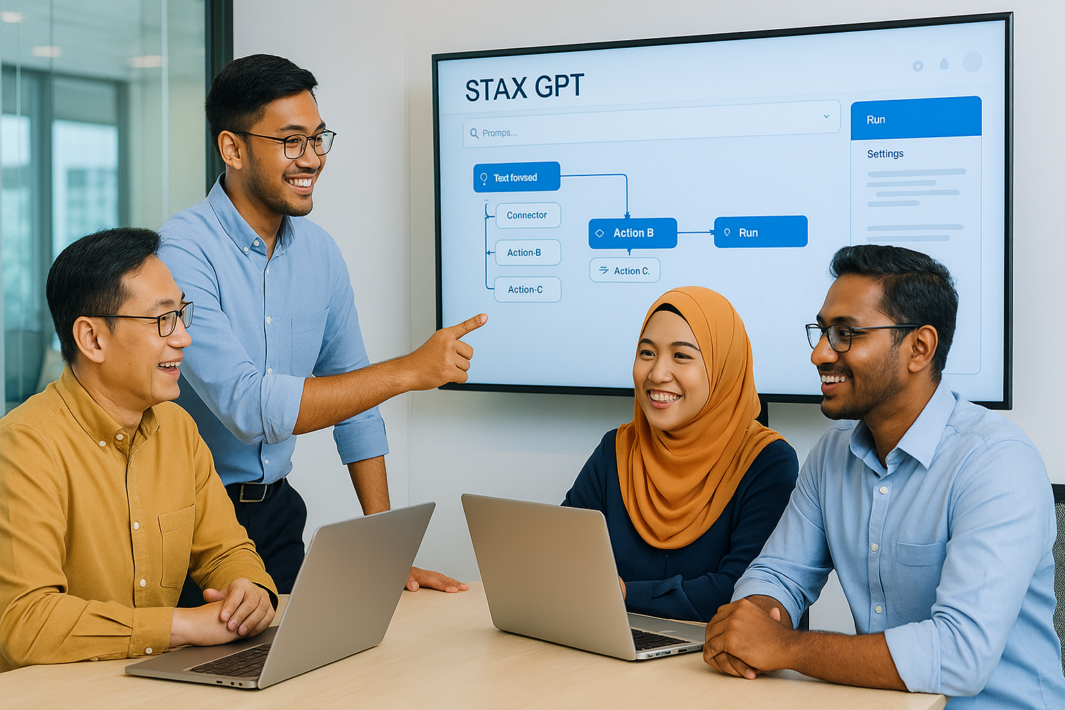 Diverse team using STAX GPT for successful AI execution.